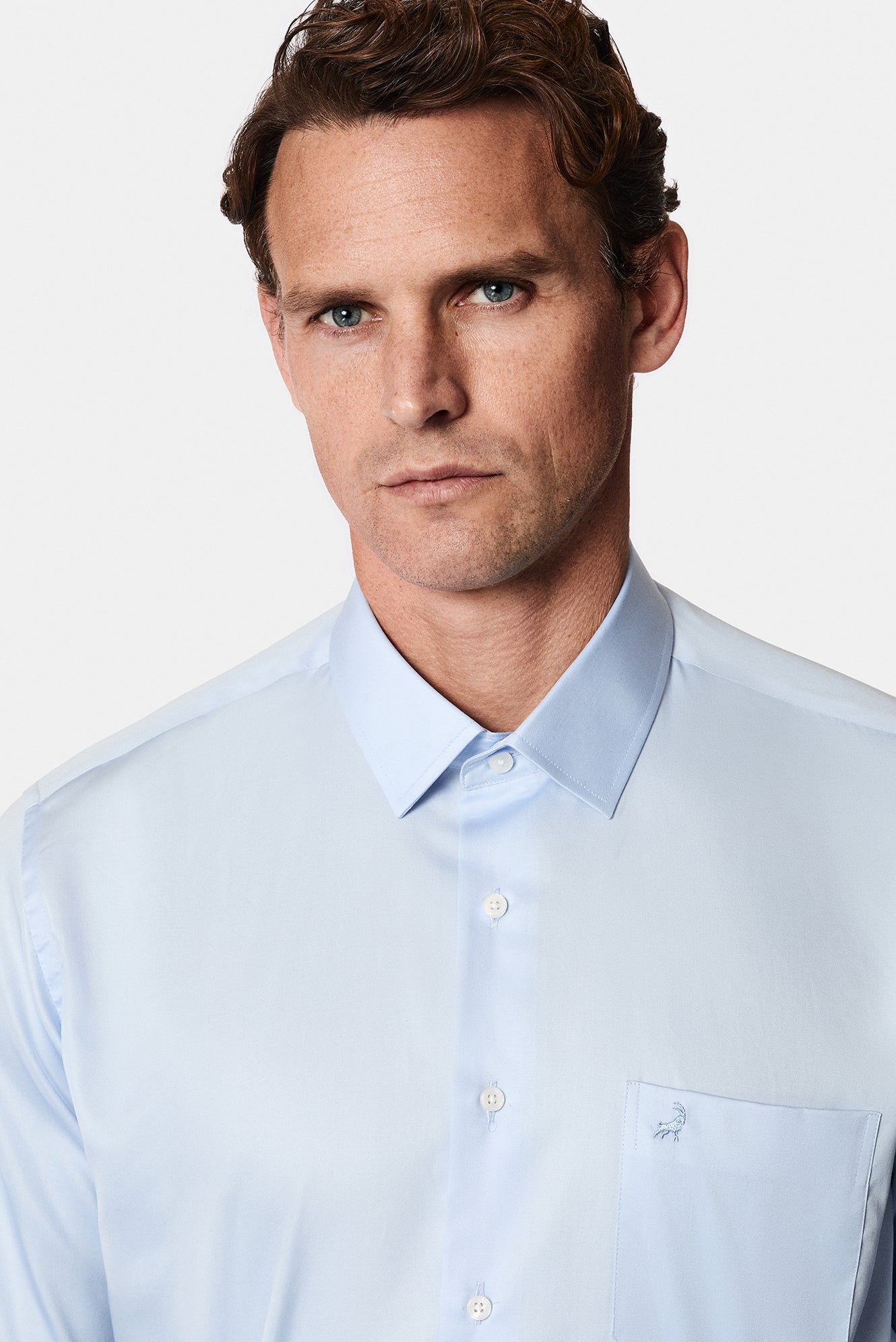 Uçuk Mavi Uzun Kol Non Iron Saten Klasik Pamuk Gömlek