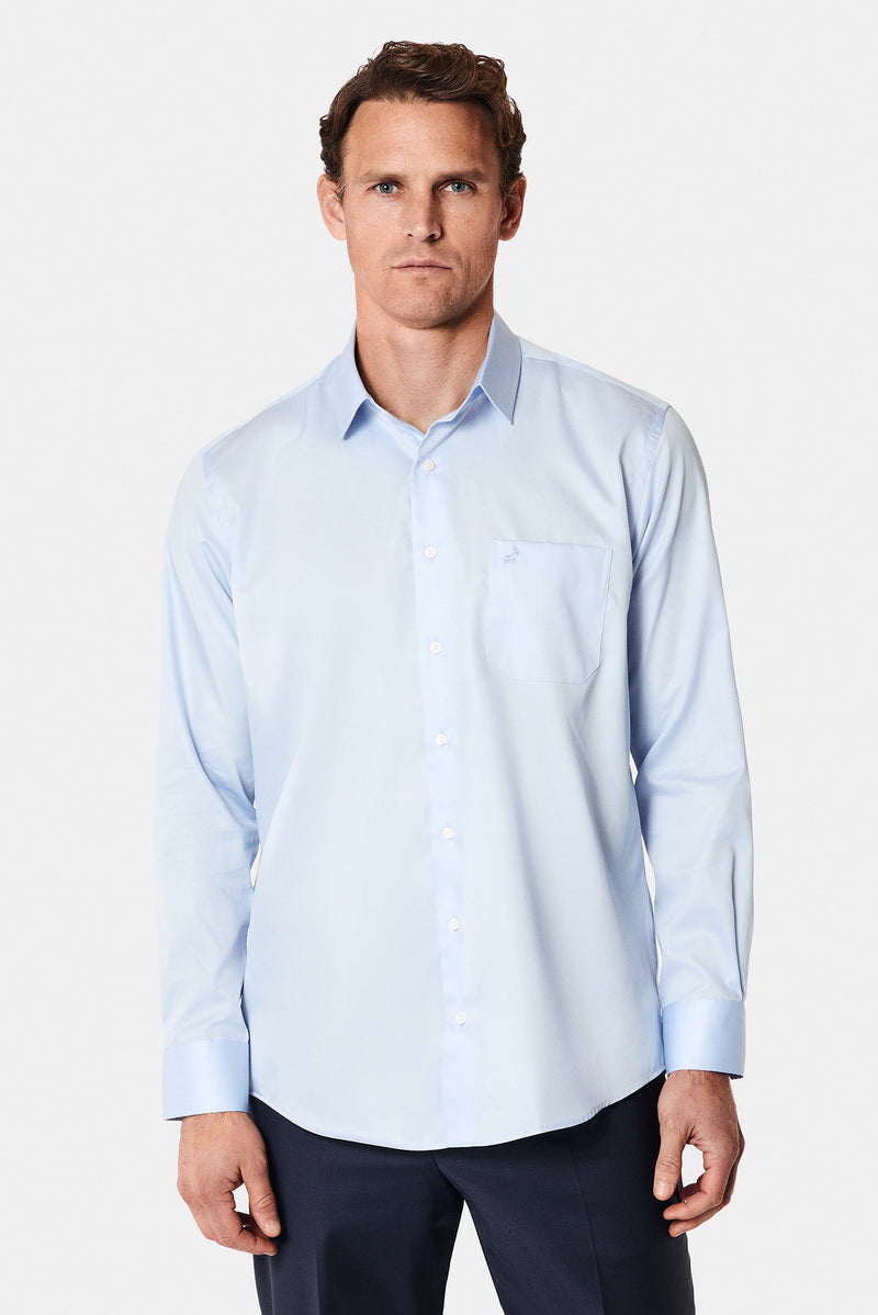 Uçuk Mavi Uzun Kol Non Iron Saten Klasik Pamuk Gömlek