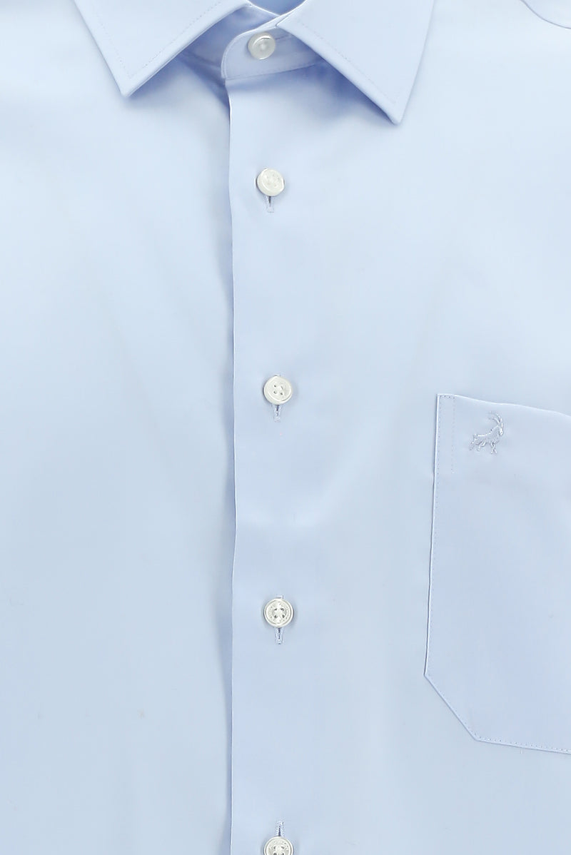 Uçuk Mavi Uzun Kol Non Iron Saten Klasik Pamuk Gömlek