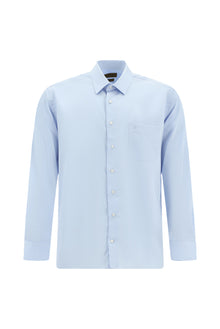 Uçuk Mavi Uzun Kol Non Iron Saten Klasik Pamuk Gömlek