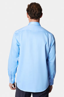 Aqua Mavisi Uzun Kol Non Iron Saten Klasik Pamuk Gömlek