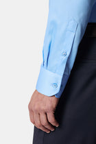 Aqua Mavisi Uzun Kol Non Iron Saten Klasik Pamuk Gömlek