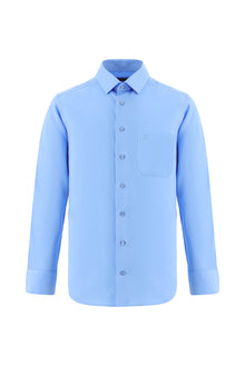 Aqua Mavisi Uzun Kol Non Iron Saten Klasik Pamuk Gömlek