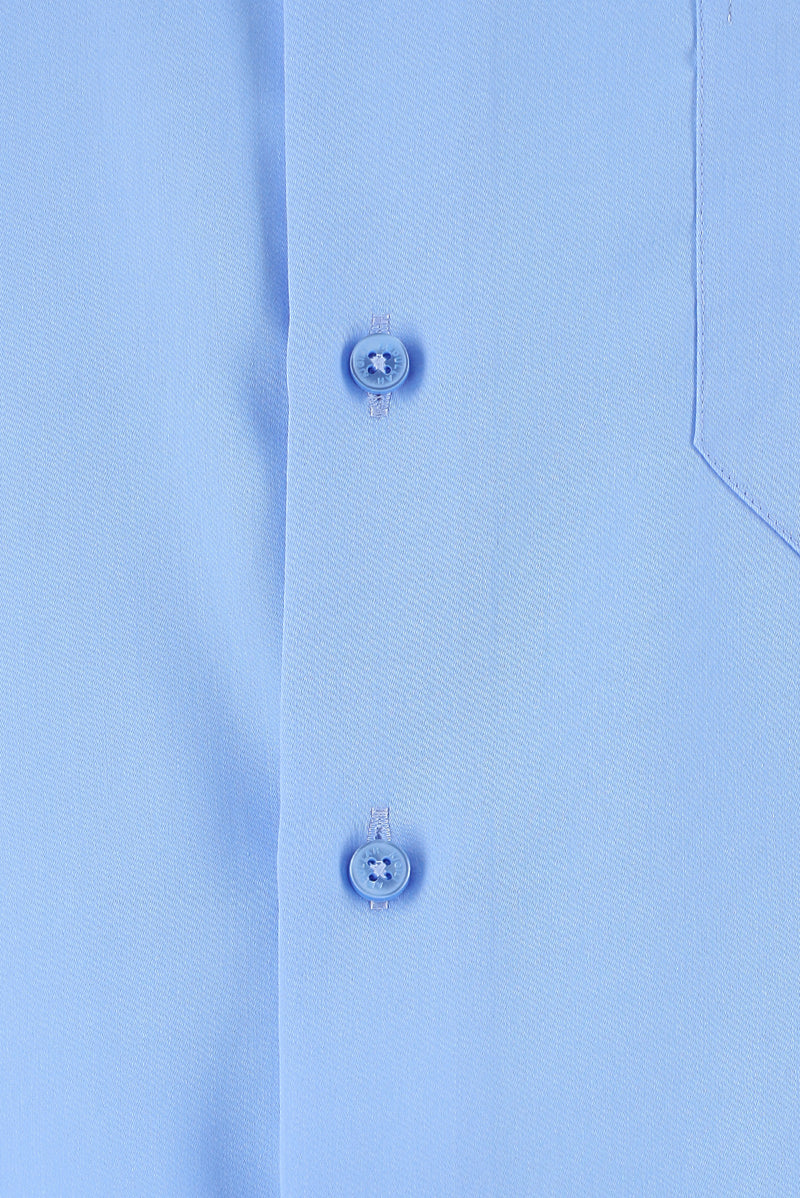 Aqua Mavisi Uzun Kol Non Iron Saten Klasik Pamuk Gömlek