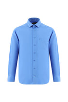 Koyu Mavi  Uzun Kol Non Iron Saten Klasik Pamuk Gömlek