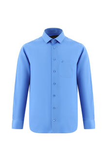 Koyu Mavi  Uzun Kol Non Iron Saten Klasik Pamuk Gömlek