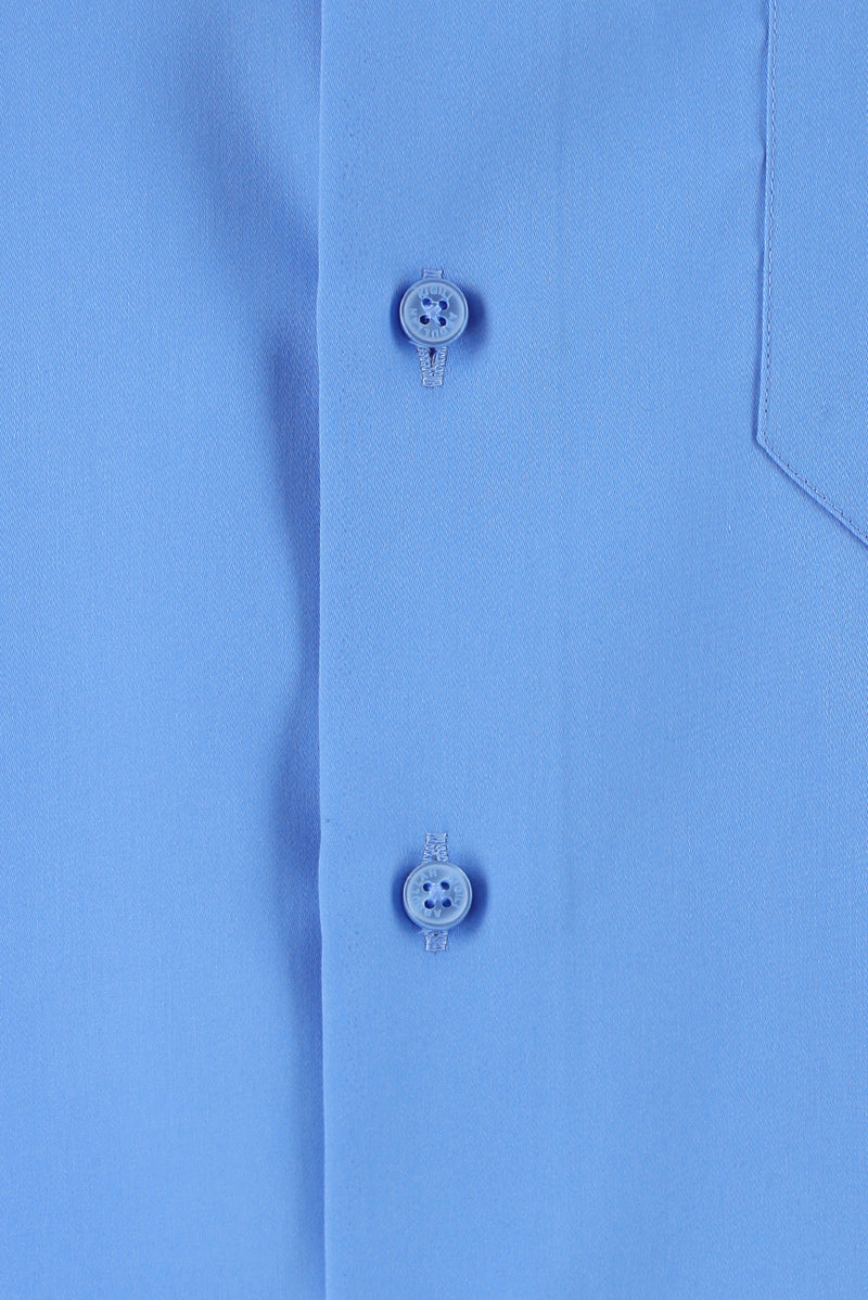 Koyu Mavi  Uzun Kol Non Iron Saten Klasik Pamuk Gömlek