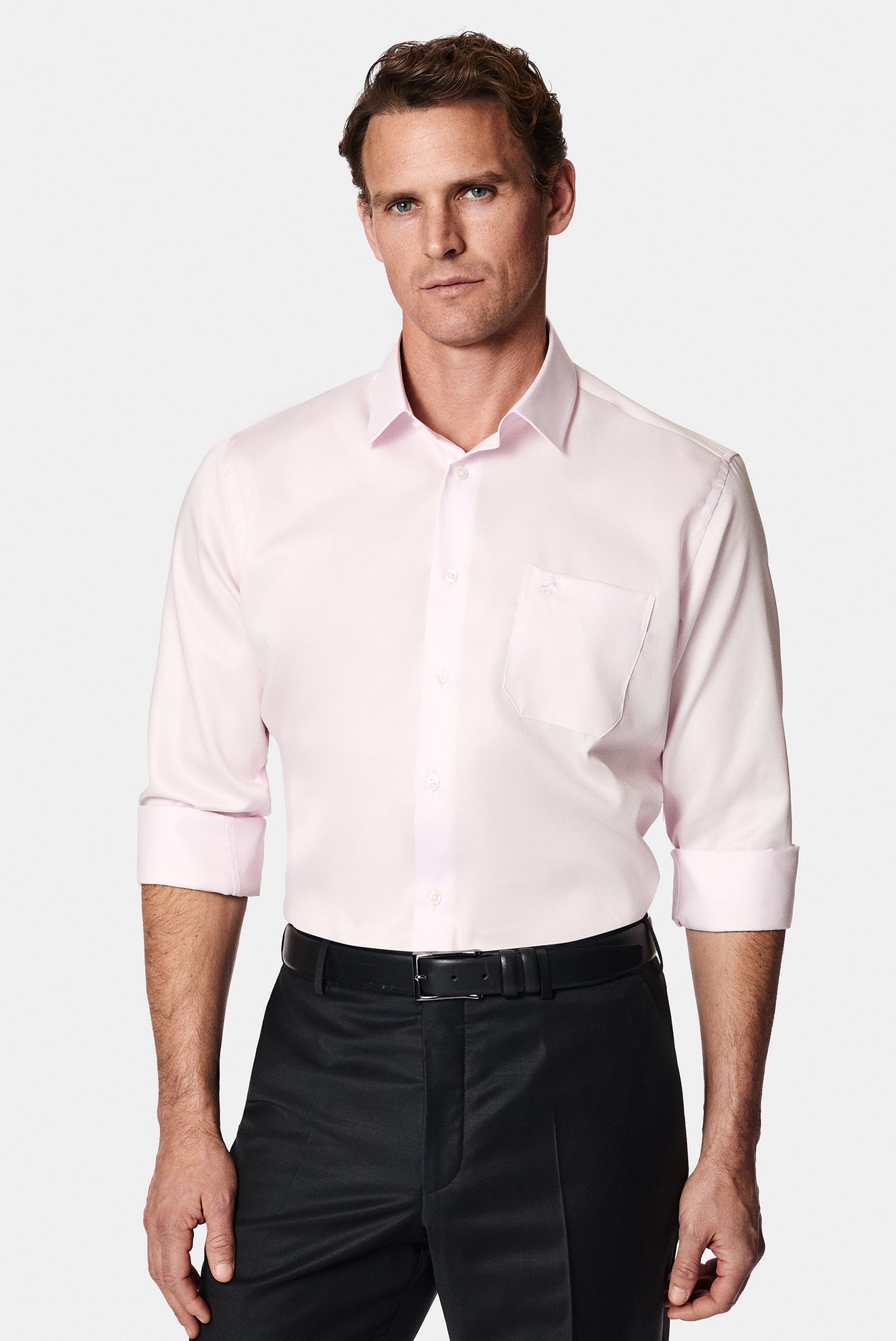 Toz Pembe Uzun Kol Non Iron Saten Klasik Pamuk Gömlek-Abdullah Ki??l?