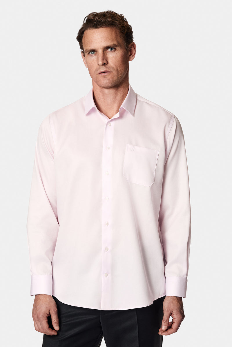 Toz Pembe Uzun Kol Non Iron Saten Klasik Pamuk Gömlek