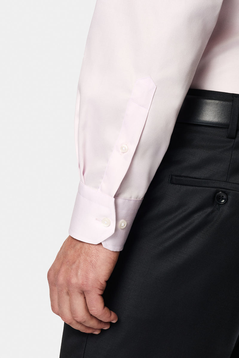 Toz Pembe Uzun Kol Non Iron Saten Klasik Pamuk Gömlek