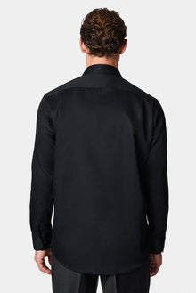 Siyah Uzun Kol Non Iron Saten Klasik Pamuk Gömlek