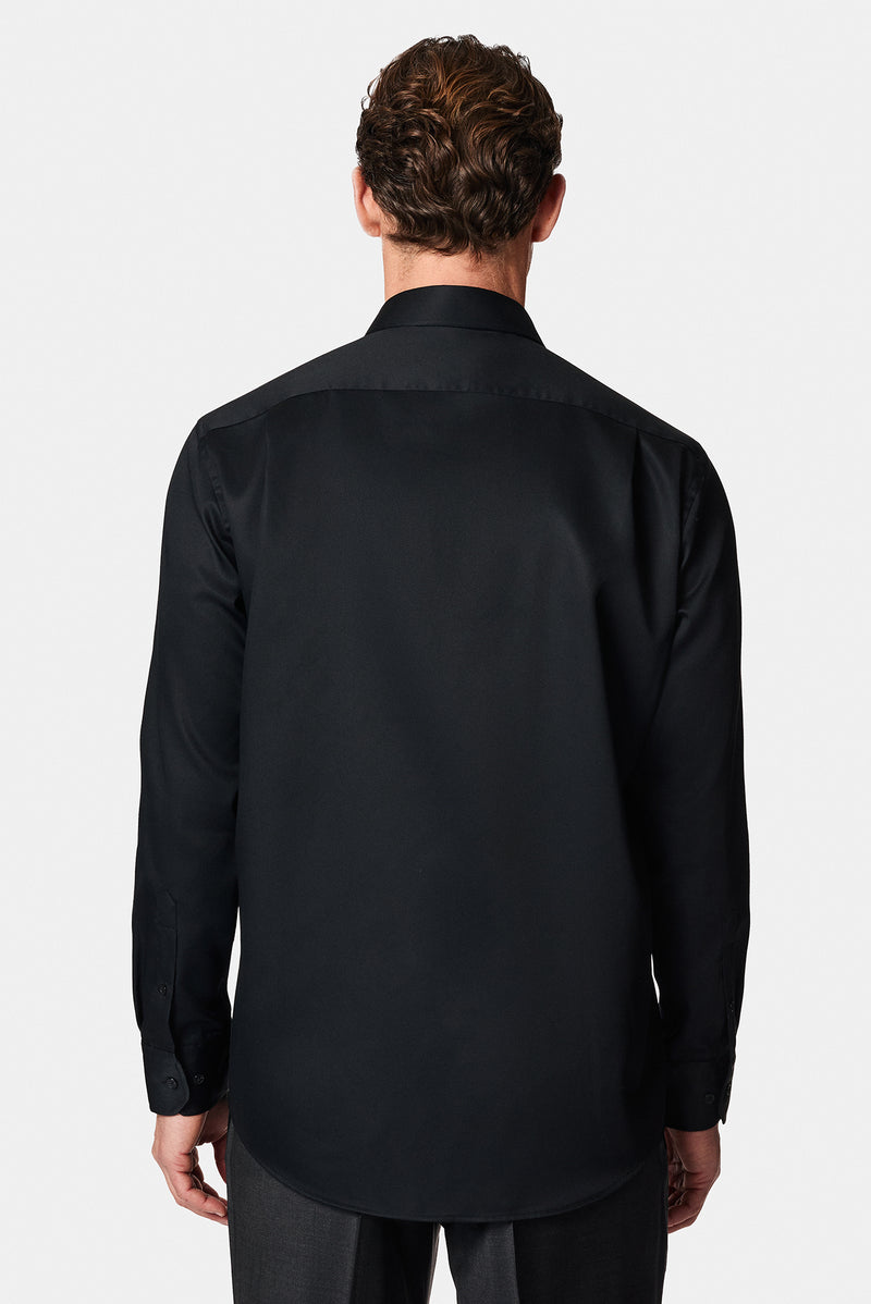 Siyah Uzun Kol Non Iron Saten Klasik Pamuk Gömlek