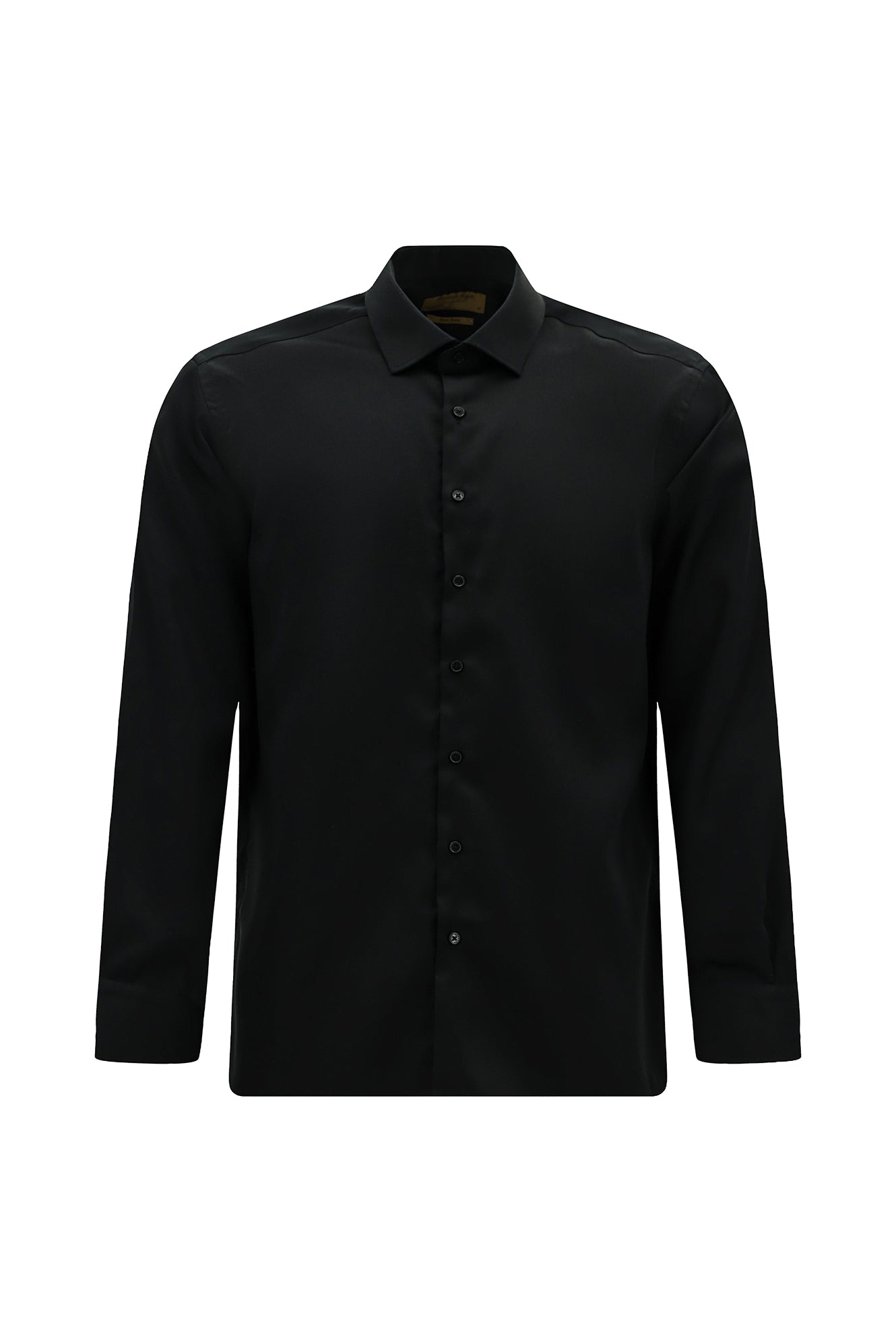 Siyah Uzun Kol Non Iron Saten Klasik Pamuk Gömlek