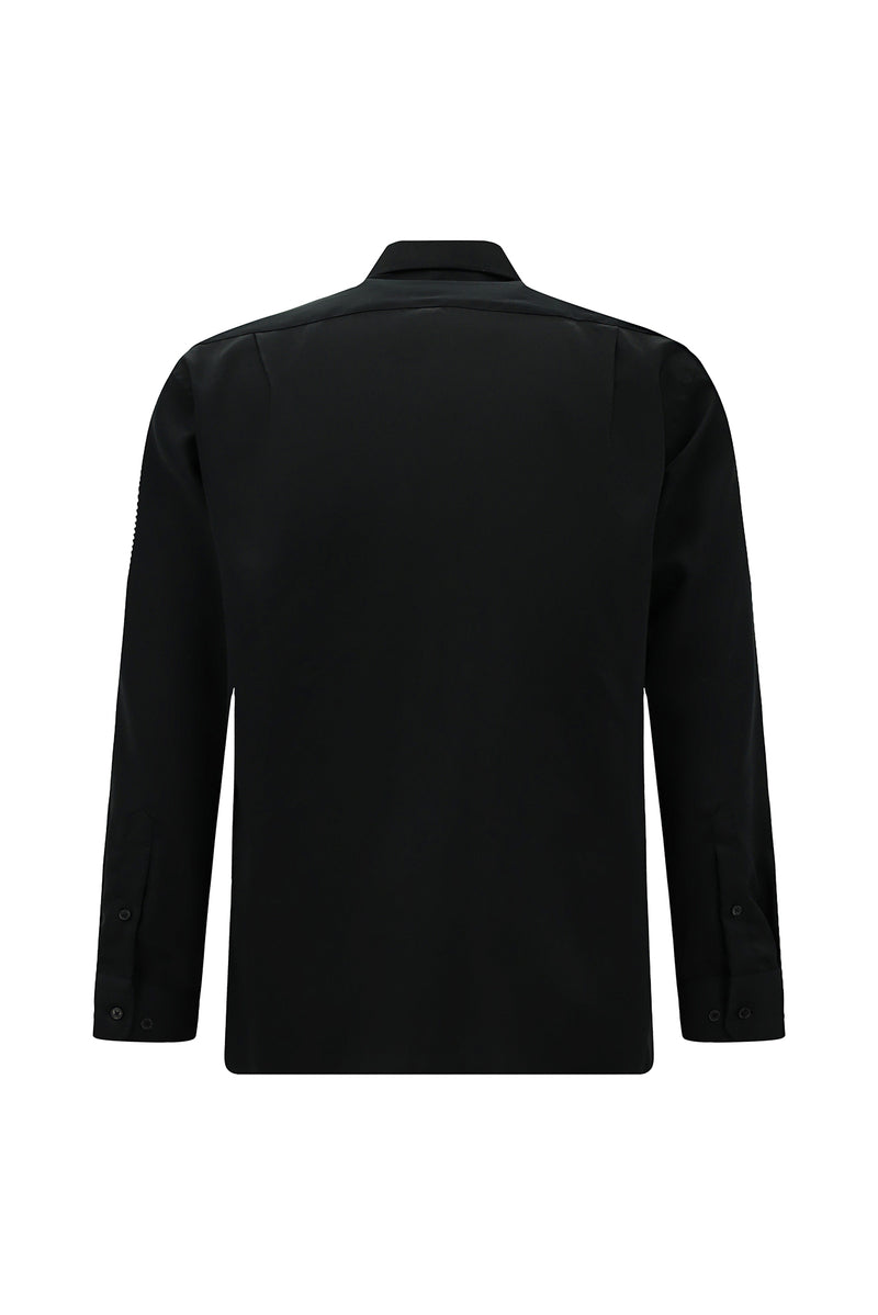 Siyah Uzun Kol Non Iron Saten Klasik Pamuk Gömlek