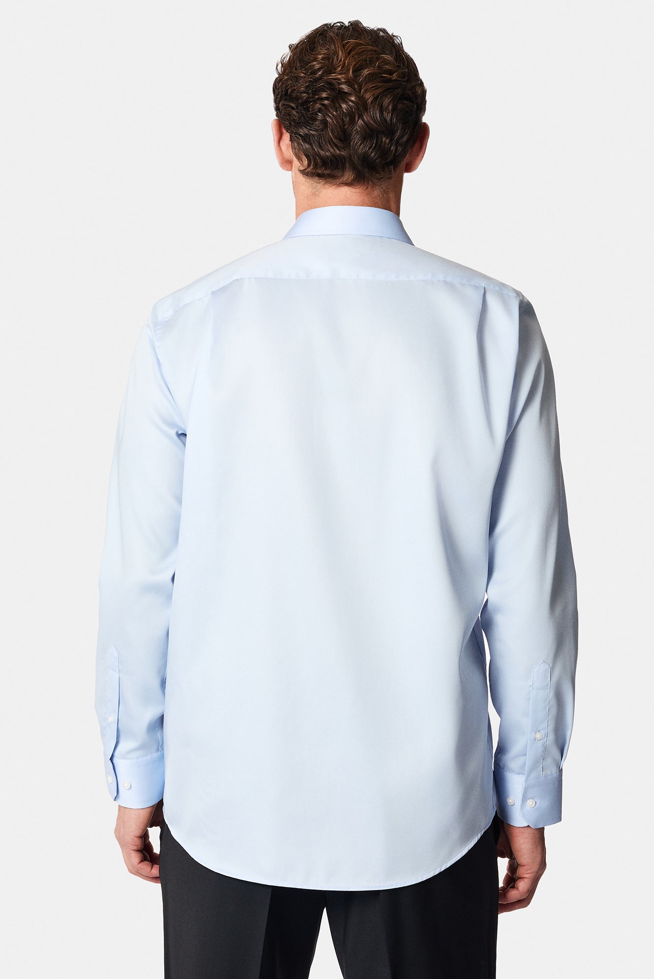 Uçuk Mavi Uzun Kol Non Iron Saten Klasik Pamuk Gömlek