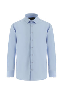 Uçuk Mavi Uzun Kol Non Iron Saten Klasik Pamuk Gömlek