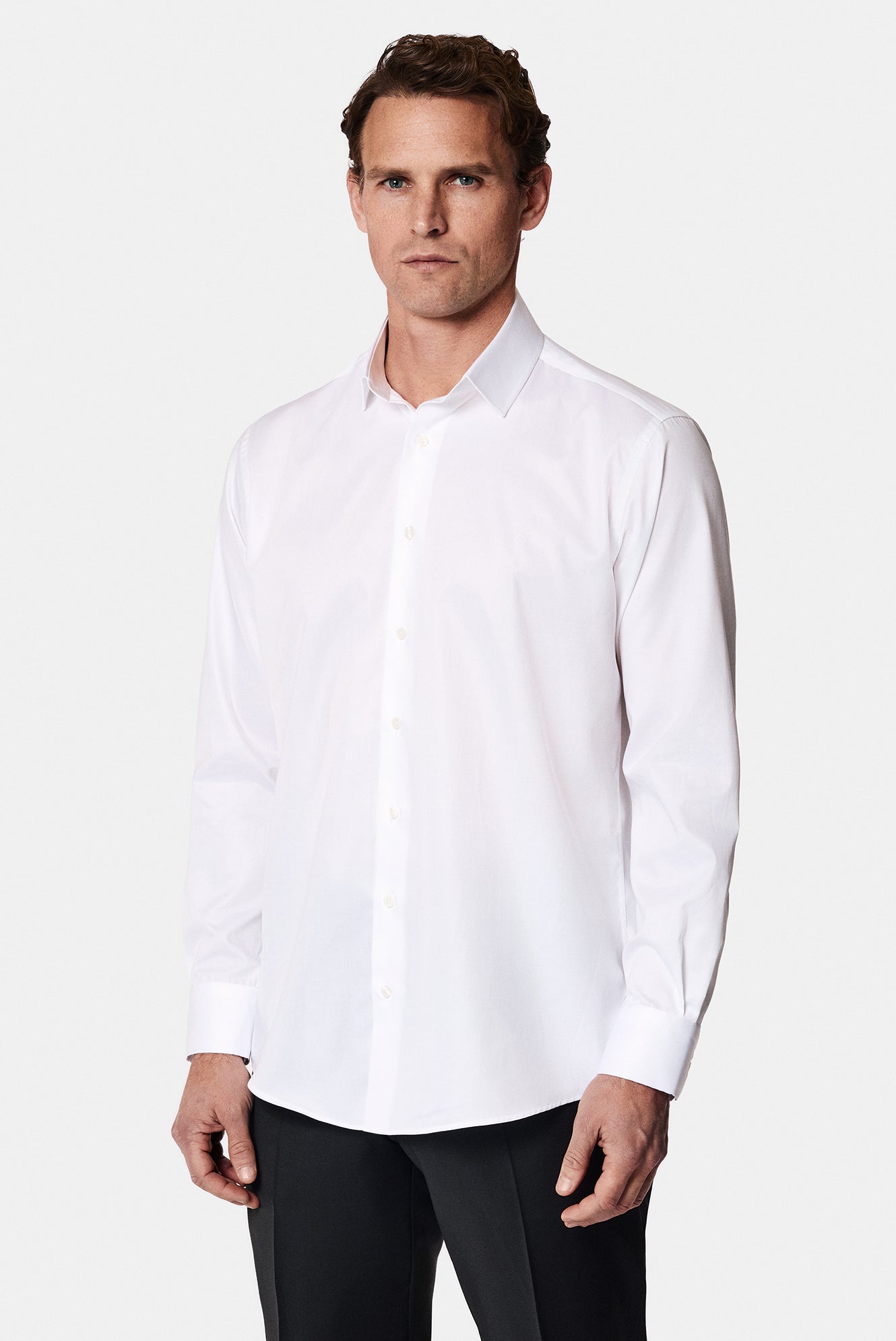 Beyaz Uzun Kol Non Iron Saten Klasik Pamuk Gömlek