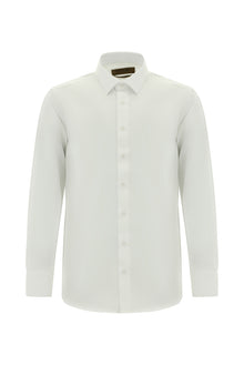 Beyaz Uzun Kol Non Iron Saten Klasik Pamuk Gömlek