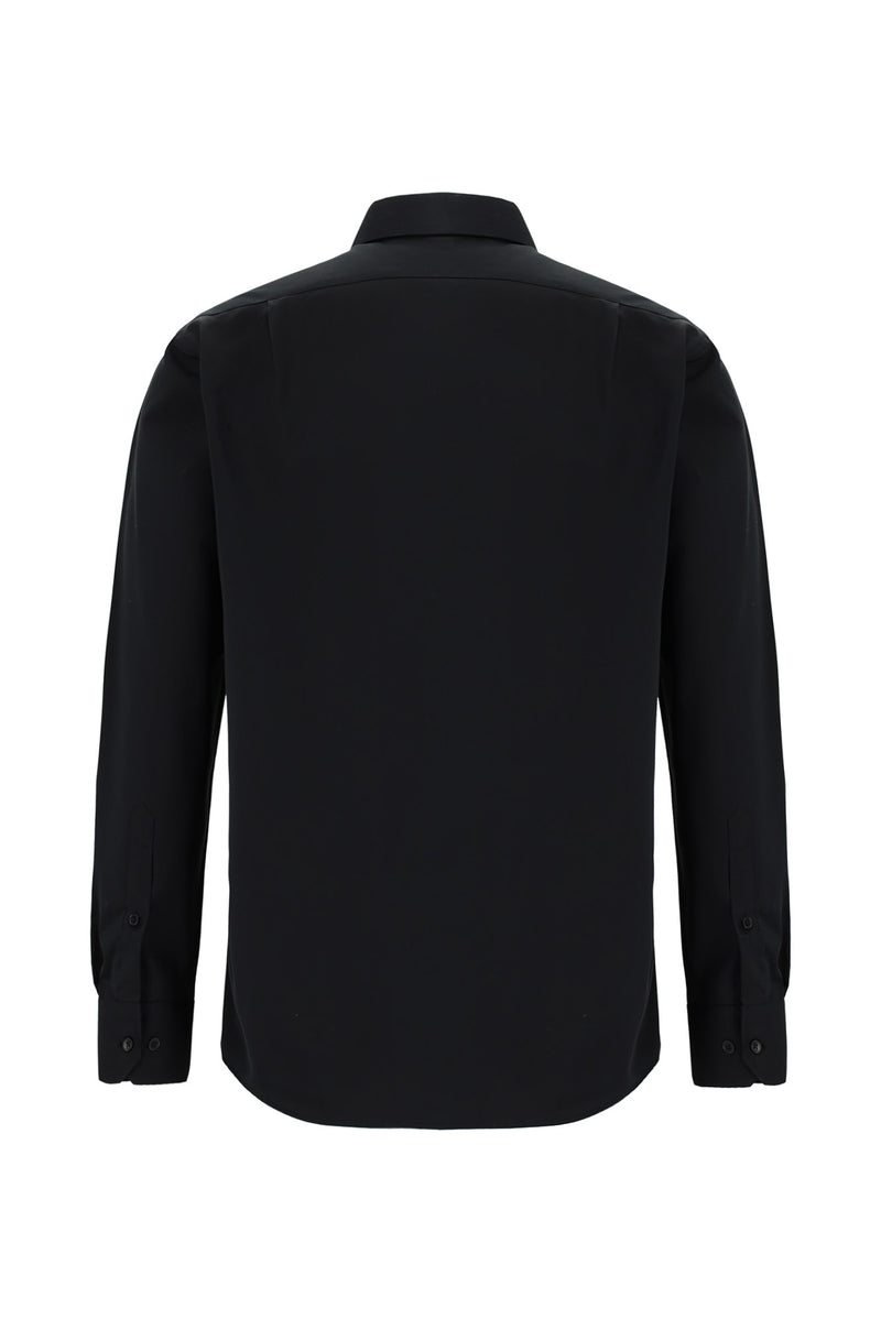 Siyah Uzun Kol Non Iron Saten Klasik Pamuk Gömlek