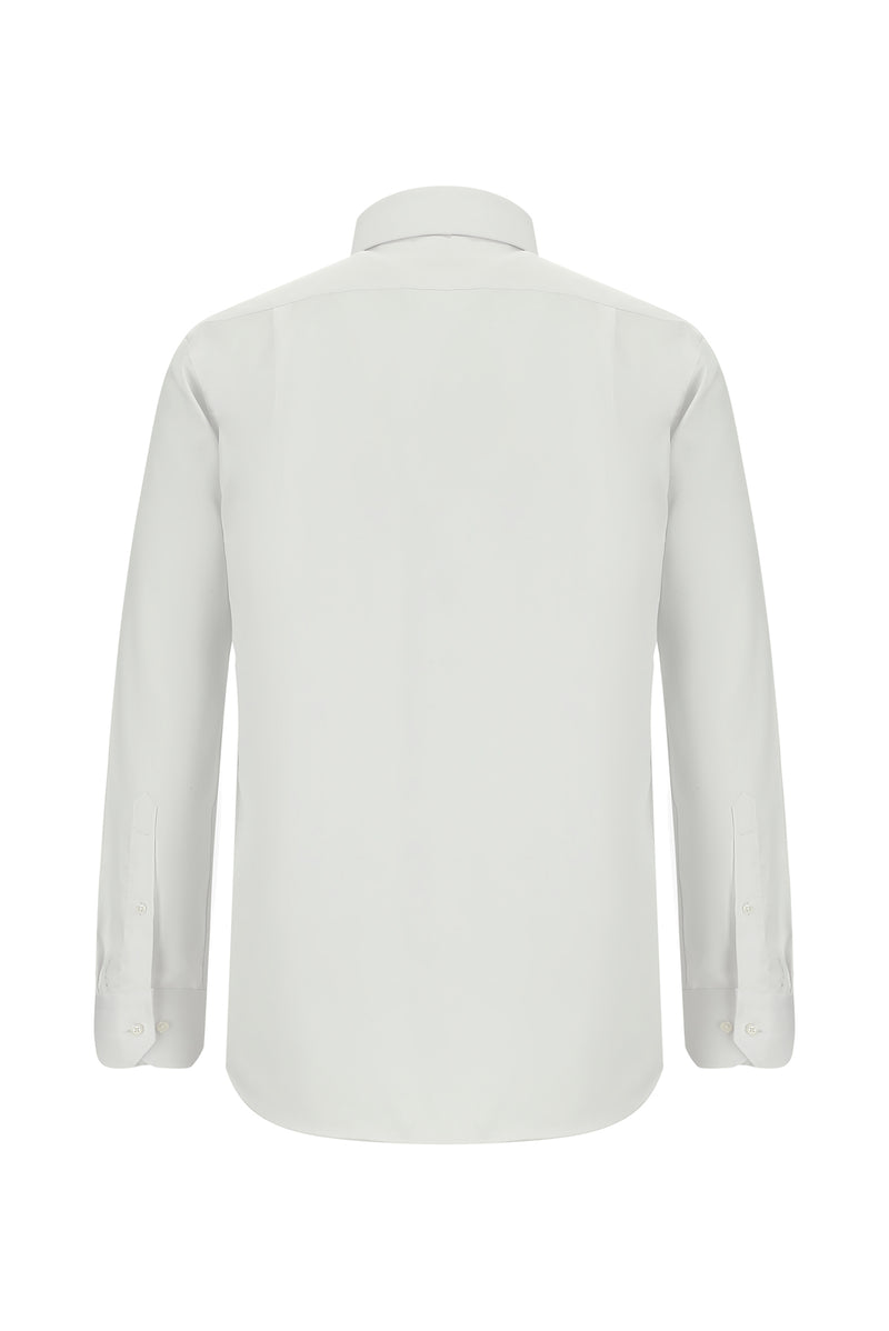 Beyaz Uzun Kol Non Iron Saten Klasik Pamuk Gömlek