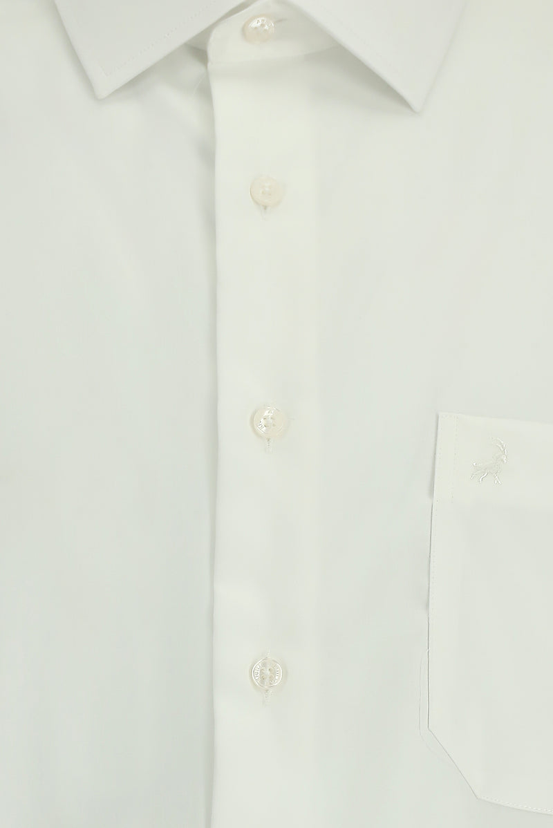 Beyaz Uzun Kol Cepli Pamuk Klasik Non Iron Gömlek
