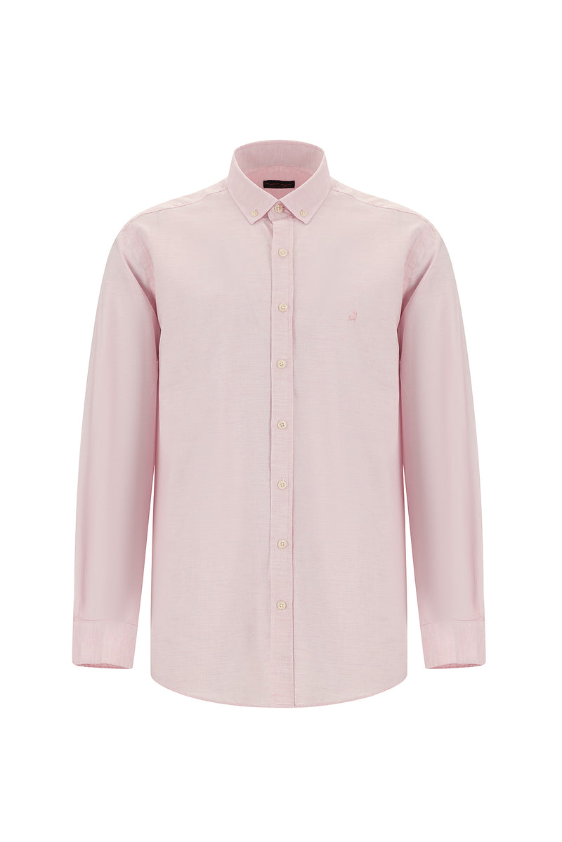 Pembe Uzun Kol Regular Fit Oxford Pamuk Gömlek