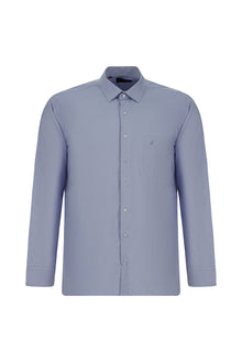 Açık Mavi Uzun Kol Regular Fit Pamuk Cepli Oxford Gömlek