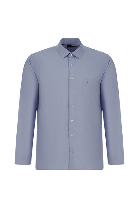 Açık Mavi Uzun Kol Regular Fit Pamuk Cepli Oxford Gömlek