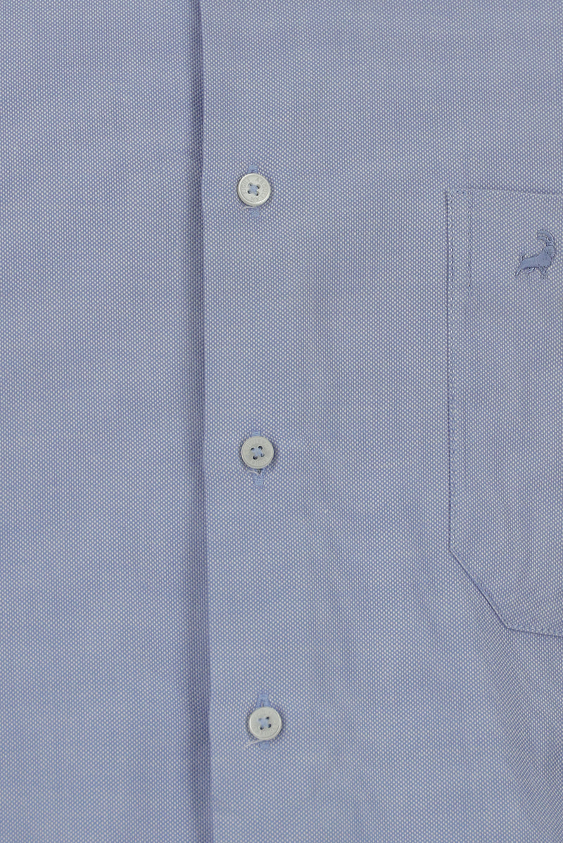 Açık Mavi Uzun Kol Regular Fit Pamuk Cepli Oxford Gömlek