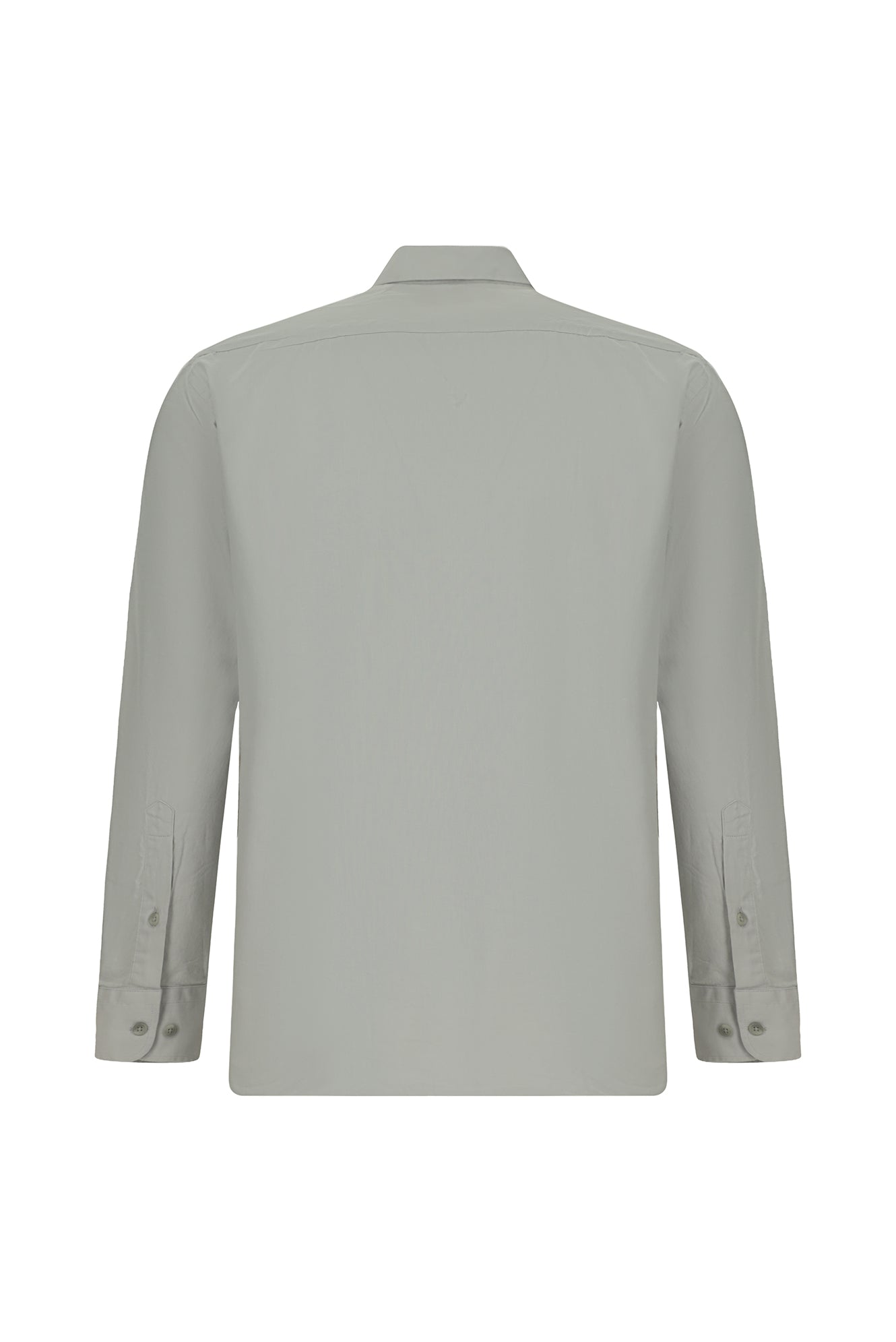 Açık Gri Uzun Kol Regular Fit Pamuk Düğmeli Yaka Oxford Gömlek