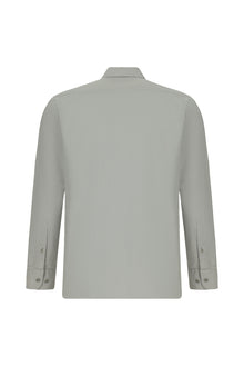 Açık Gri Uzun Kol Regular Fit Pamuk Düğmeli Yaka Oxford Gömlek