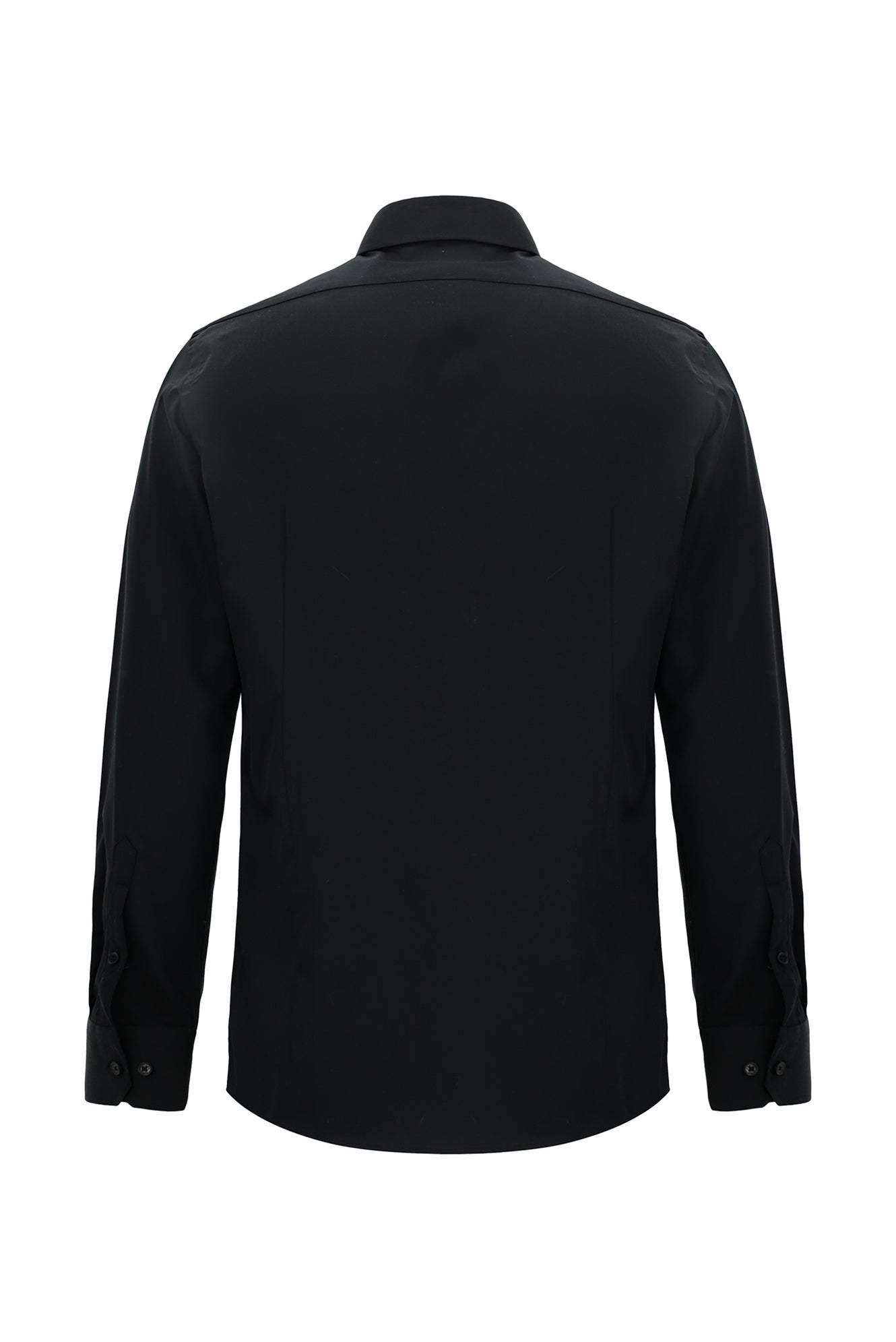 Siyah Uzun Kol Slim Fit Dar Kesim Klasik Non Iron Saten Pamuk Gömlek