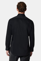 Siyah Uzun Kol Slim Fit Dar Kesim Klasik Non Iron Saten Pamuk Gömlek