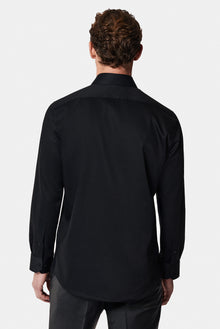 Siyah Uzun Kol Slim Fit Dar Kesim Klasik Non Iron Saten Pamuk Gömlek