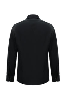 Siyah Uzun Kol Slim Fit Dar Kesim Klasik Non Iron Saten Pamuk Gömlek