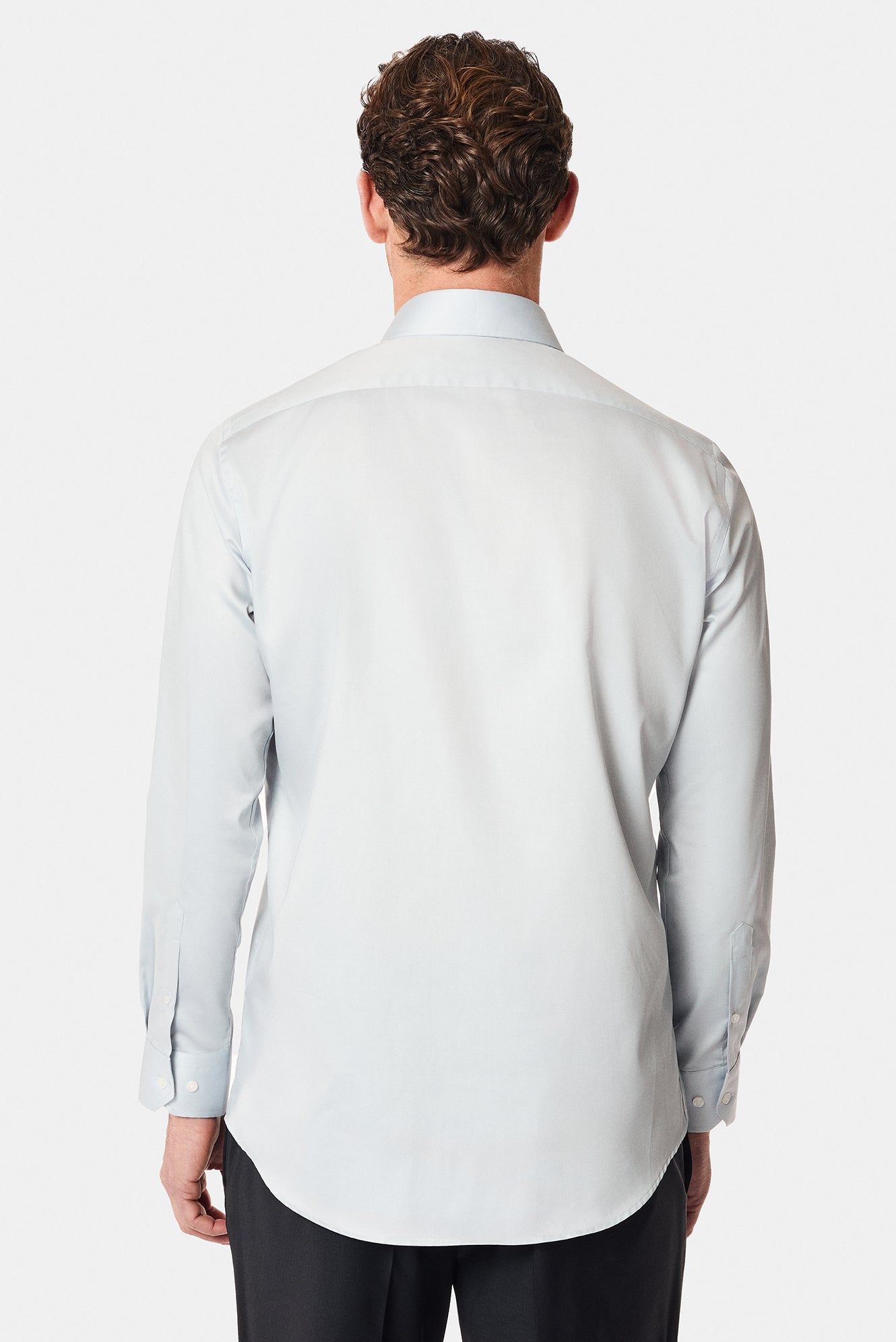 Orta Gri Uzun Kol Slim Fit Dar Kesim Klasik Non Iron Saten Pamuk Gömlek