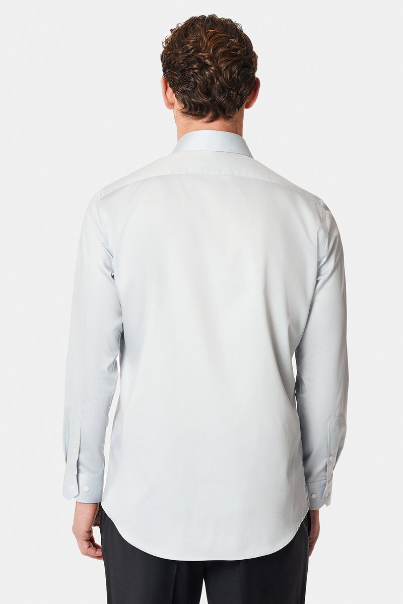 Orta Gri Uzun Kol Slim Fit Dar Kesim Klasik Non Iron Saten Pamuk Gömlek