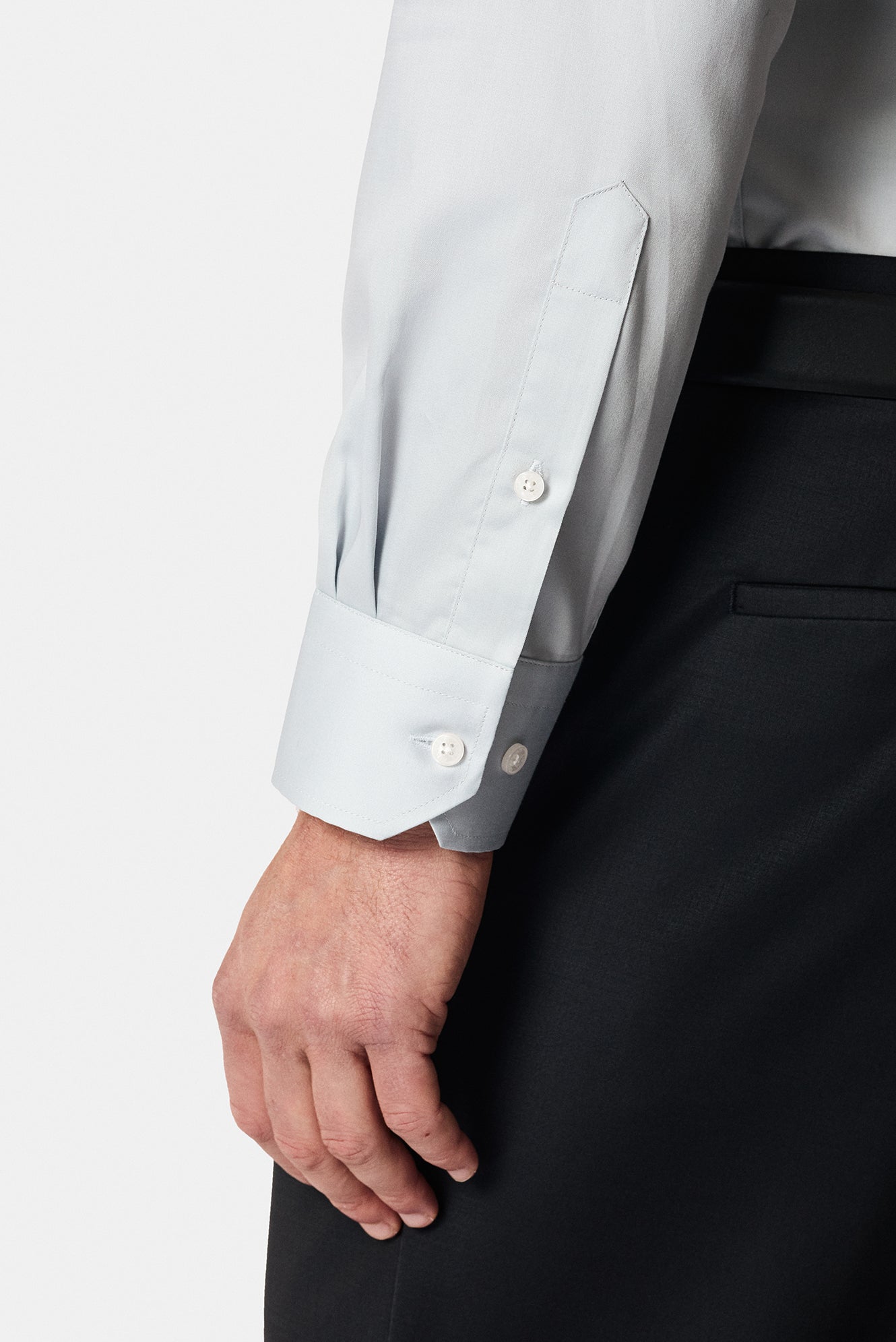 Orta Gri Uzun Kol Slim Fit Dar Kesim Klasik Non Iron Saten Pamuk Gömlek