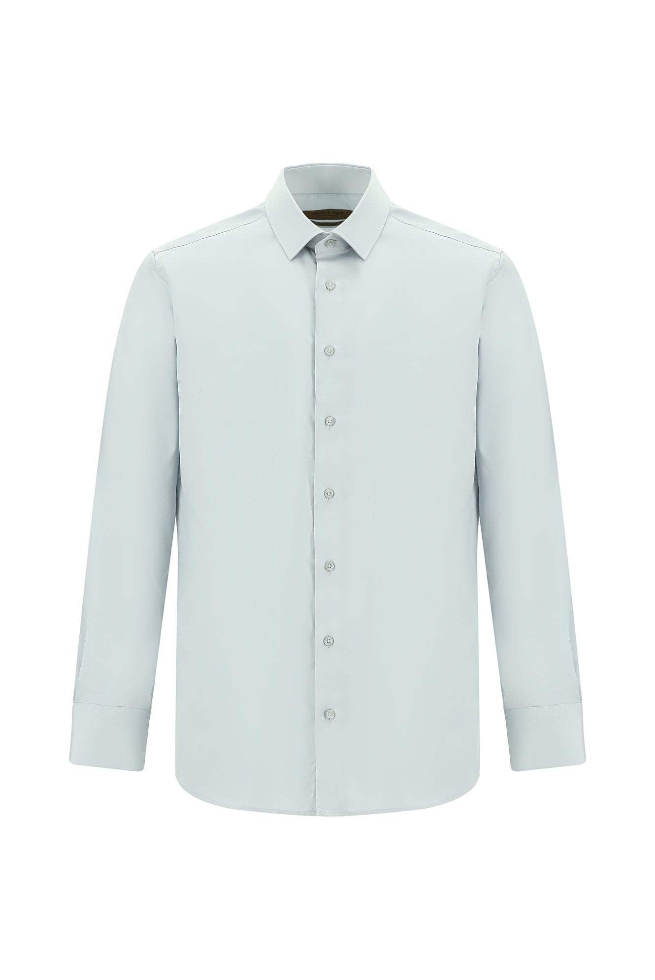 Orta Gri Uzun Kol Slim Fit Dar Kesim Klasik Non Iron Saten Pamuk Gömlek