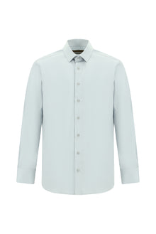 Orta Gri Uzun Kol Slim Fit Dar Kesim Klasik Non Iron Saten Pamuk Gömlek