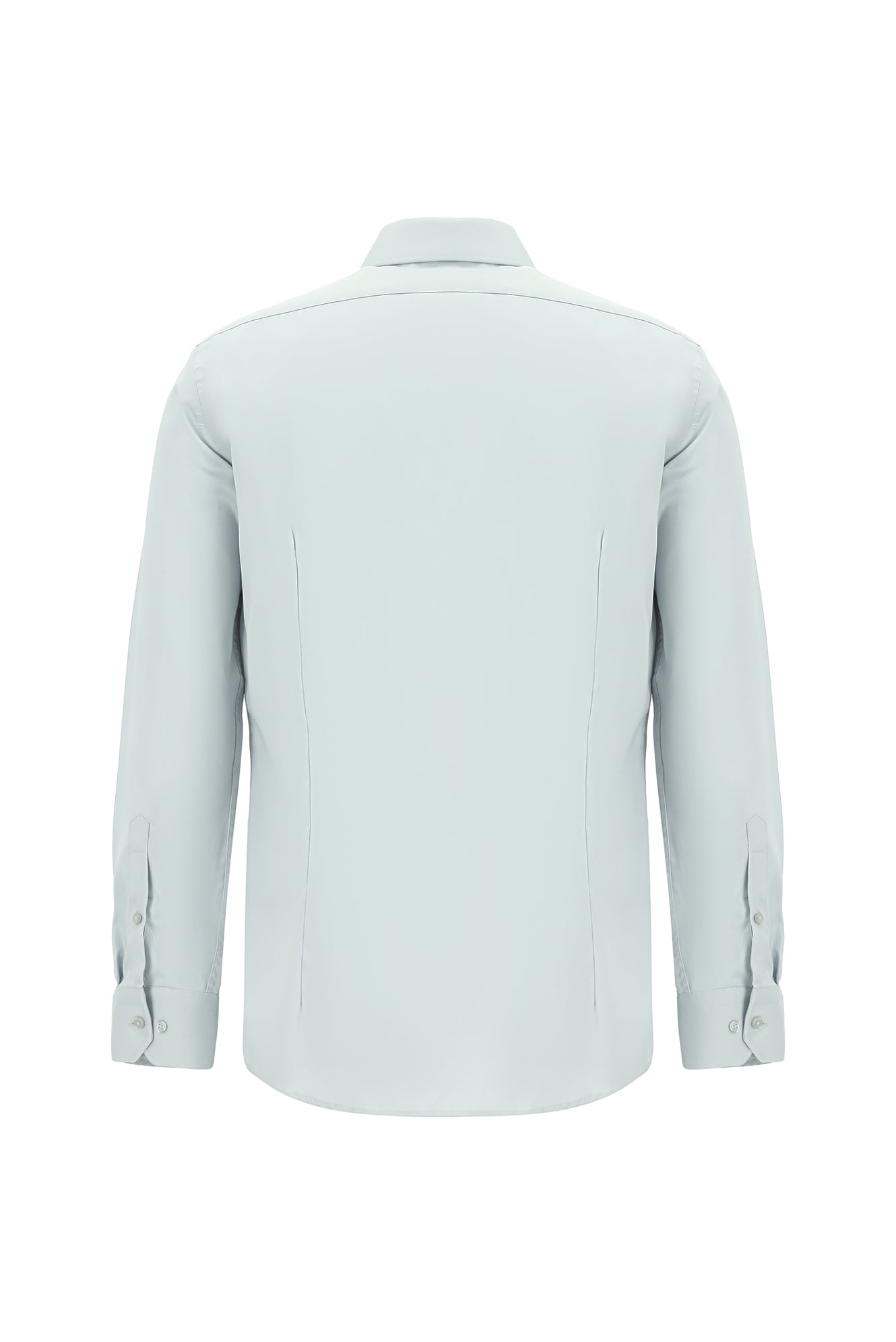 Orta Gri Uzun Kol Slim Fit Dar Kesim Klasik Non Iron Saten Pamuk Gömlek