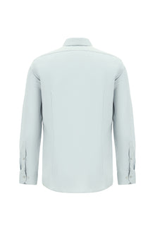 Orta Gri Uzun Kol Slim Fit Dar Kesim Klasik Non Iron Saten Pamuk Gömlek