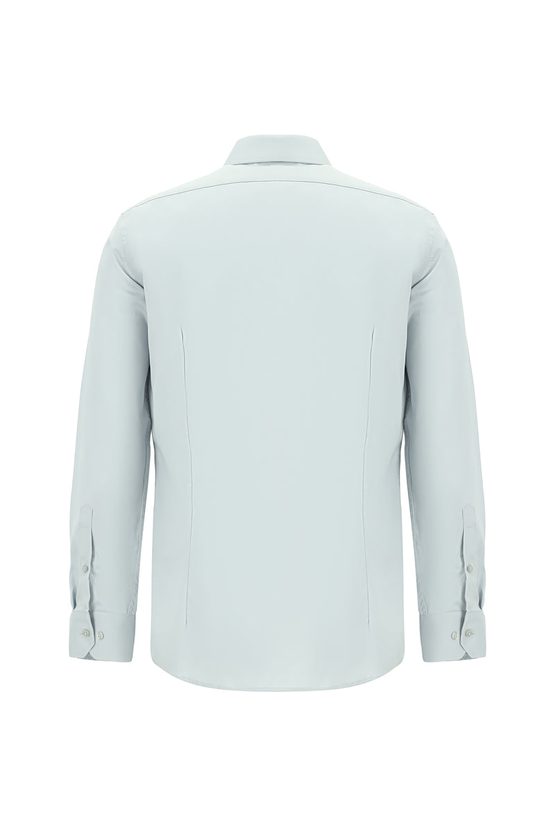 Orta Gri Uzun Kol Slim Fit Dar Kesim Klasik Non Iron Saten Pamuk Gömlek