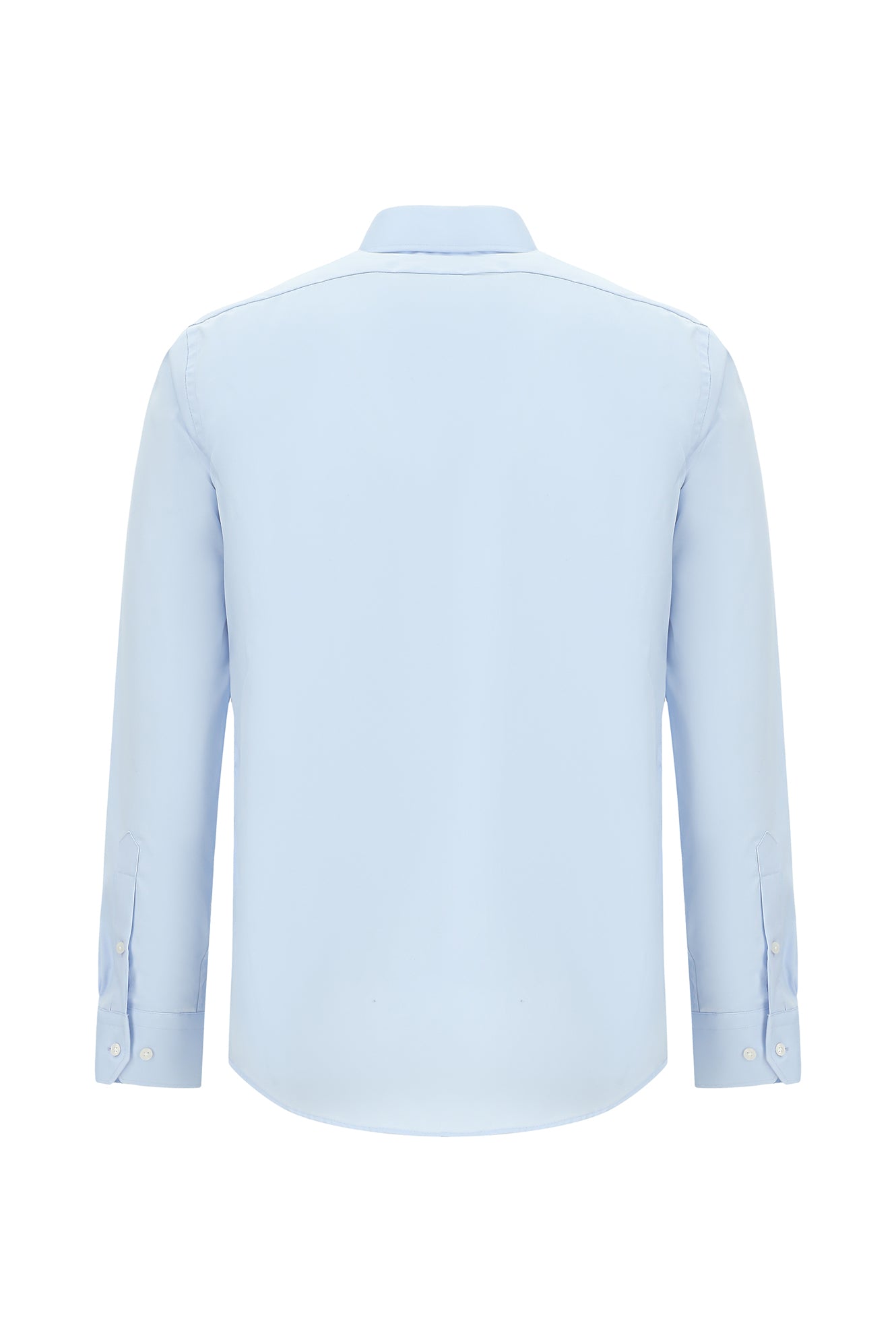 Uçuk Mavi Uzun Kol Slim Fit Dar Kesim Klasik Non Iron Saten Pamuk Gömlek