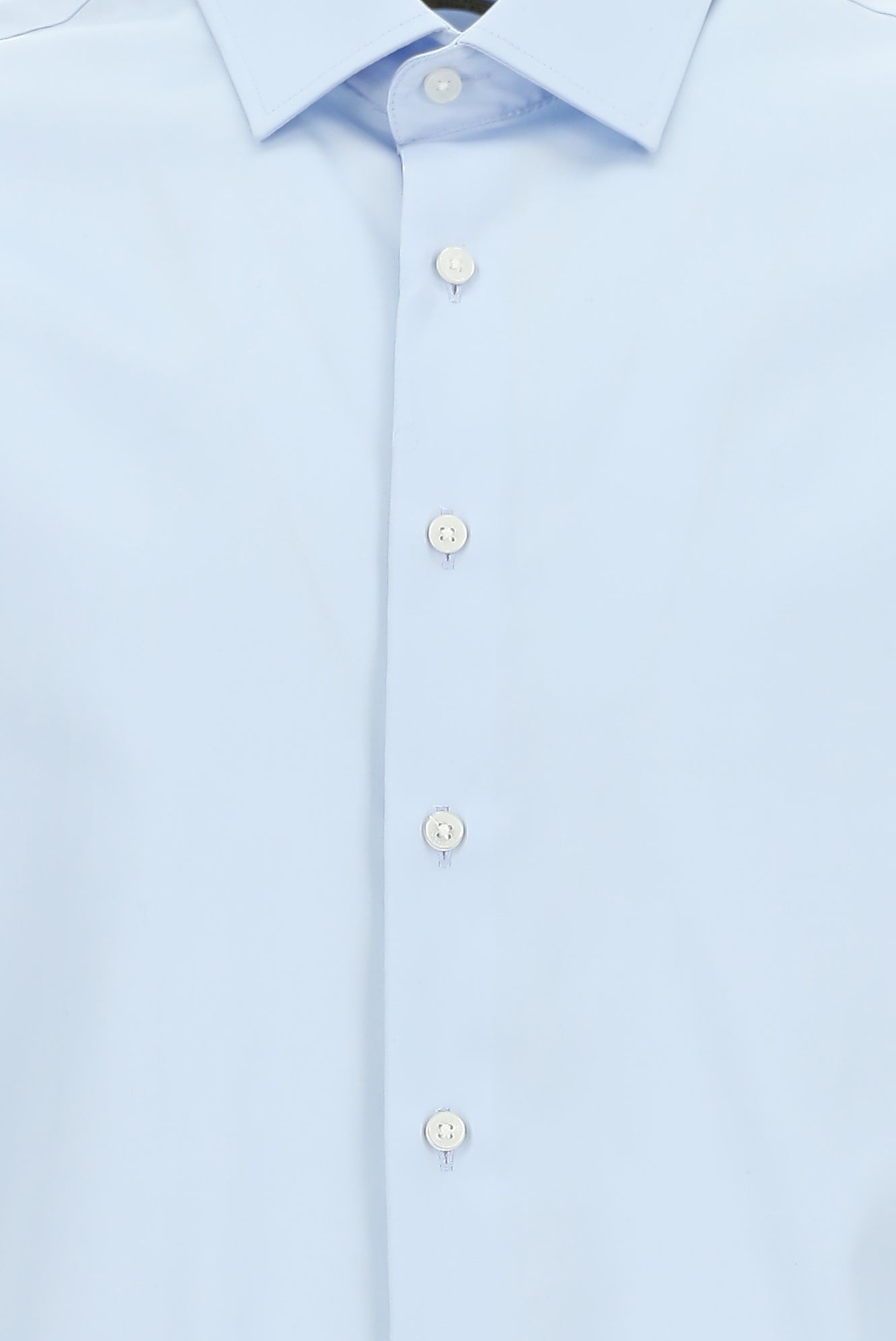 Uçuk Mavi Uzun Kol Slim Fit Dar Kesim Klasik Non Iron Saten Pamuk Gömlek