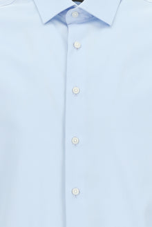 Uçuk Mavi Uzun Kol Slim Fit Dar Kesim Klasik Non Iron Saten Pamuk Gömlek