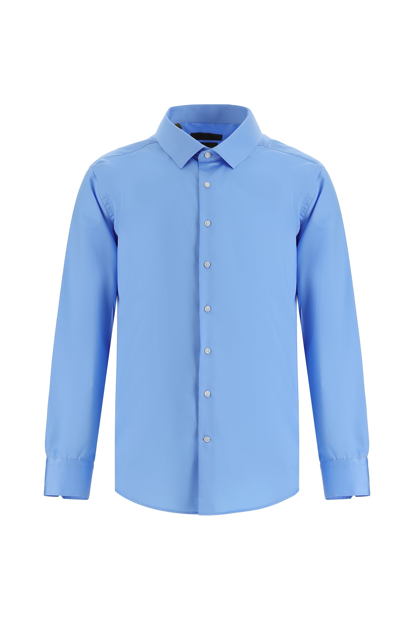 Aqua Mavisi Uzun Kol Slim Fit Dar Kesim Klasik Non Iron Saten Pamuk Gömlek