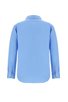Aqua Mavisi Uzun Kol Slim Fit Dar Kesim Klasik Non Iron Saten Pamuk Gömlek