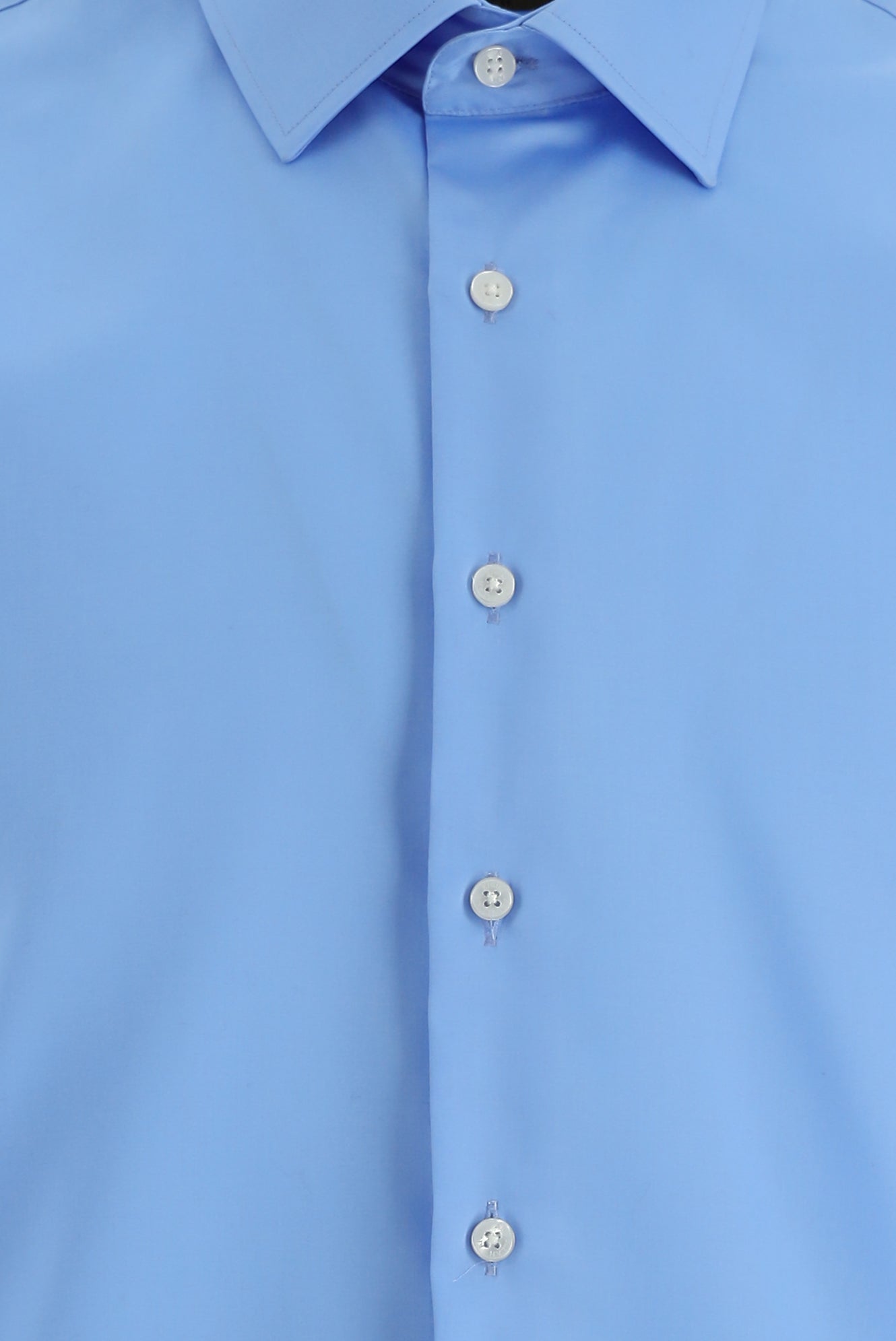 Aqua Mavisi Uzun Kol Slim Fit Dar Kesim Klasik Non Iron Saten Pamuk Gömlek