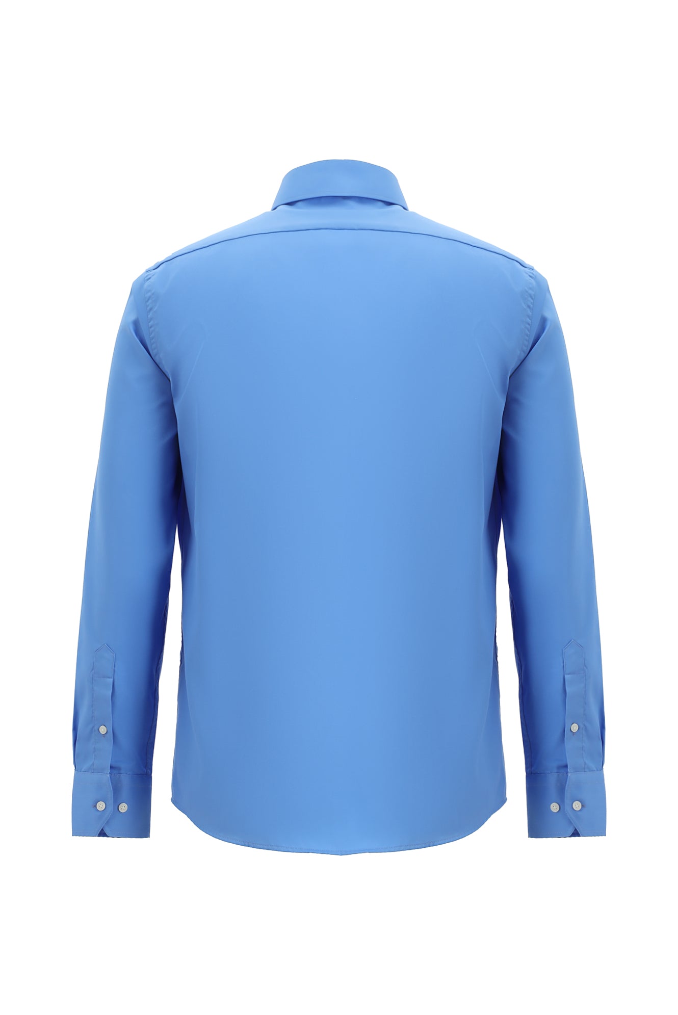 Koyu Mavi  Uzun Kol Slim Fit Dar Kesim Klasik Non Iron Saten Pamuk Gömlek